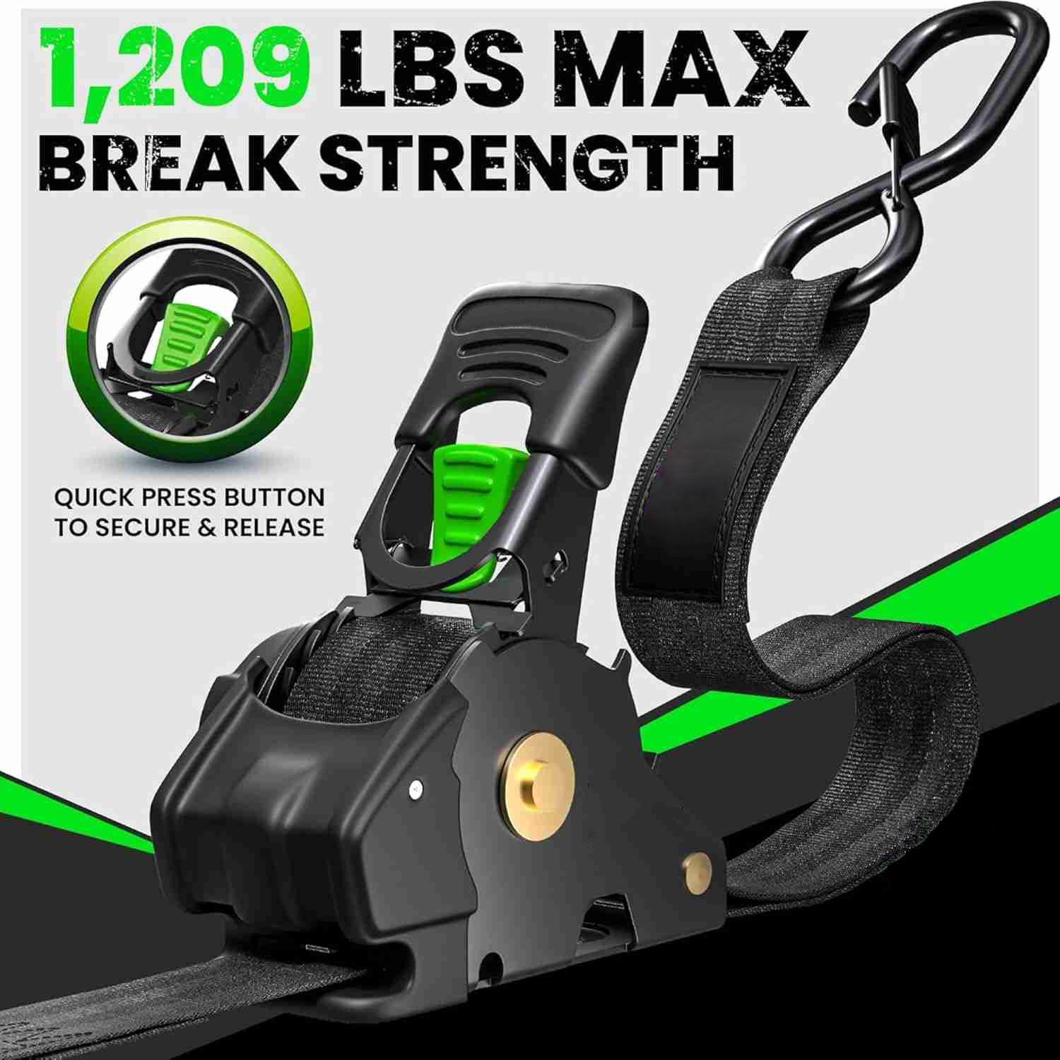 Heavy-Duty Auto-Retractable Ratchet Tie-Down Straps