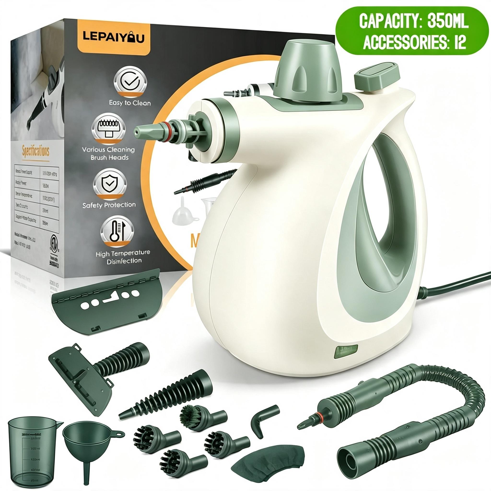 Phueut Handheld Multi-Surface Steam Cleaner - 12 Accessories