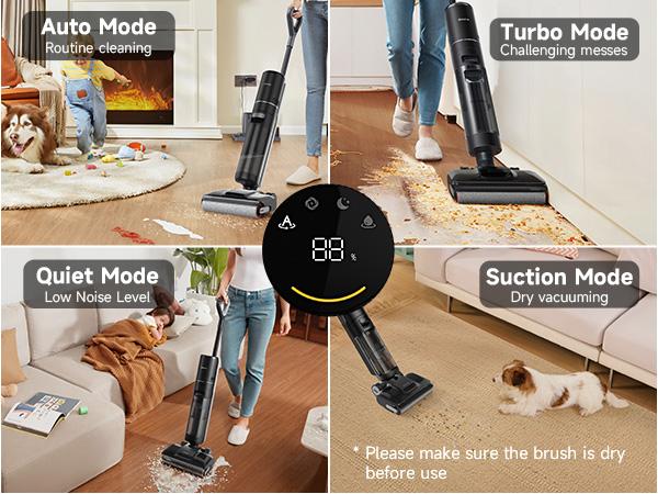 【Super Brand Day】DREAME H12 PRO Series I Wet Dry Vacuum Cleaner, Smart Floor Cleaner Cordless Vacuum and Mop for Hard Floors, One-Step Edge to Edge Cleaning with Hot Air Drying Black