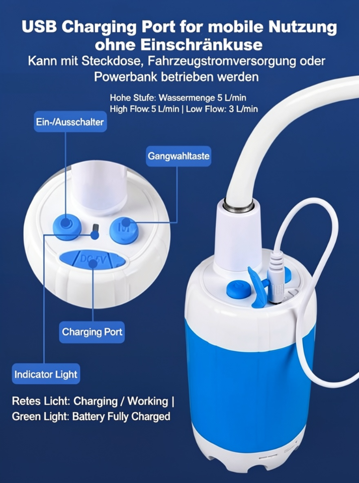 🚿50% Discount✨Portable Camping Shower with Adjustable Flow ✨For Easy and Convenient Outdoor Cleaning!