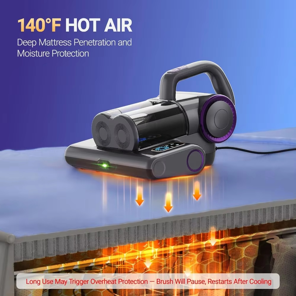 16Kpa Mattress Vacuum Cleaner with UV-C Light, Heat & HEPA, 500W Corded Handheld for Bed, Sofa, Couch