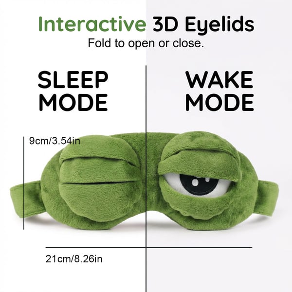 Mjuk rolig groda 3D-sömnmask