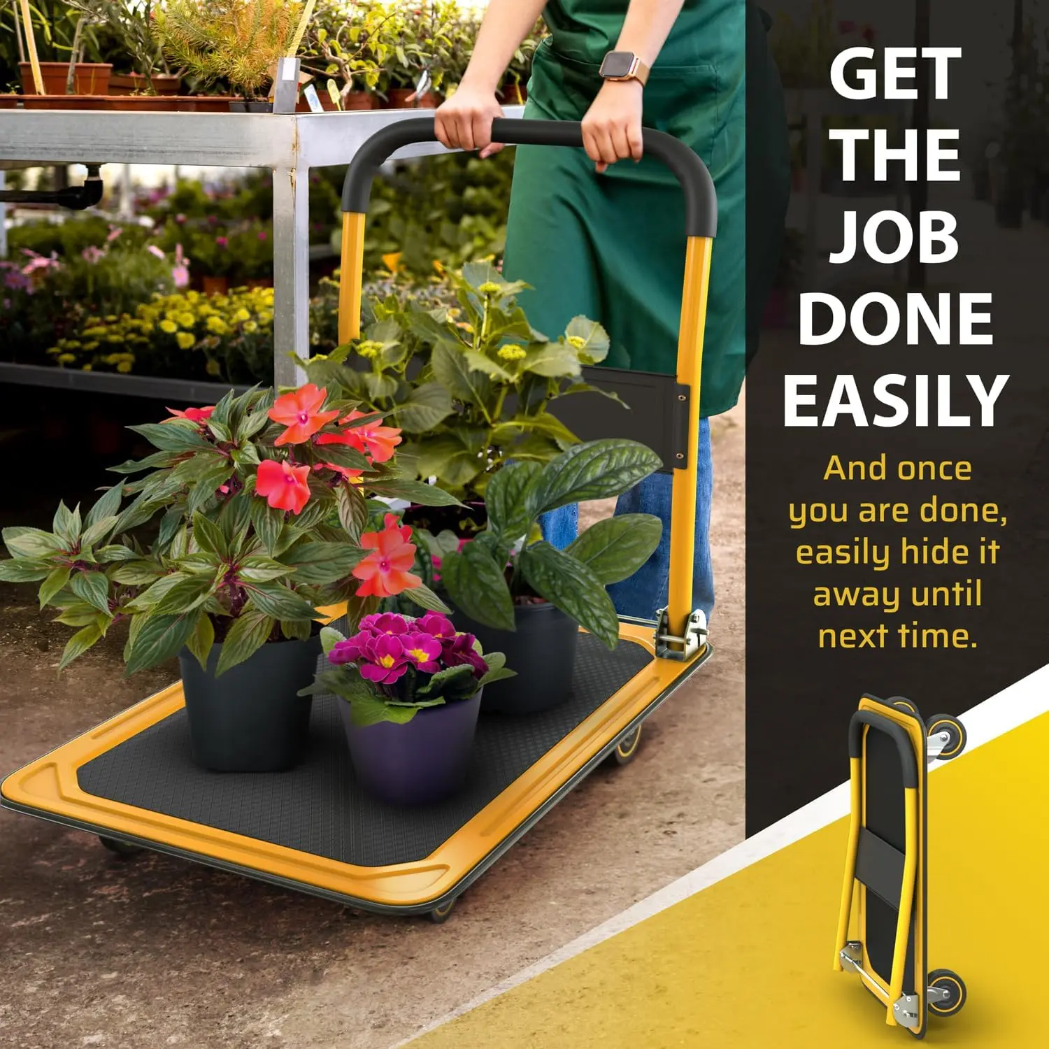 Upgraded Foldable Push Cart Dolly | 330/660 lb Capacity