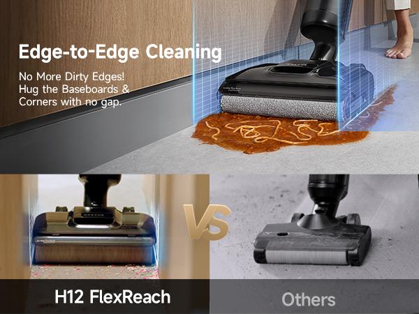 【Super Brand Day】DREAME H12 PRO Series I Wet Dry Vacuum Cleaner, Smart Floor Cleaner Cordless Vacuum and Mop for Hard Floors, One-Step Edge to Edge Cleaning with Hot Air Drying Black