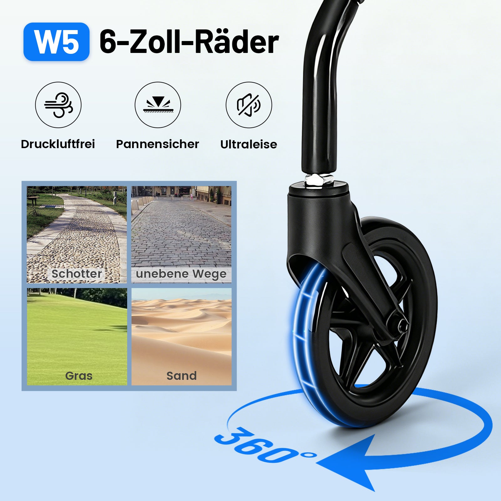 lepaiyou W5 – Leichter faltbarer Rollator mit 360° Drehrädern, 8,14 kg, höhenverstellbar