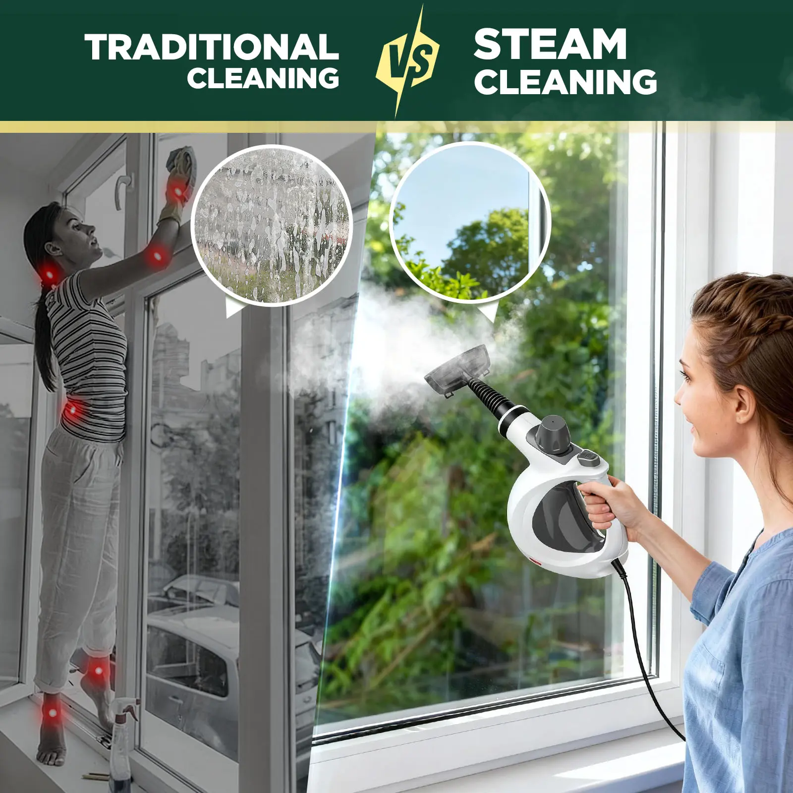 Phueut Handheld Multi-Surface Steam Cleaner - 12 Accessories