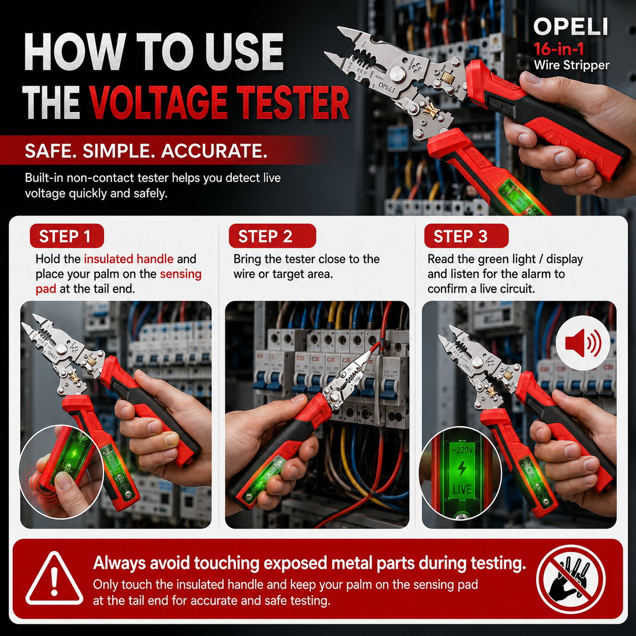 ⚡ 16-in-1 Electrical Pliers with Voltage Tester