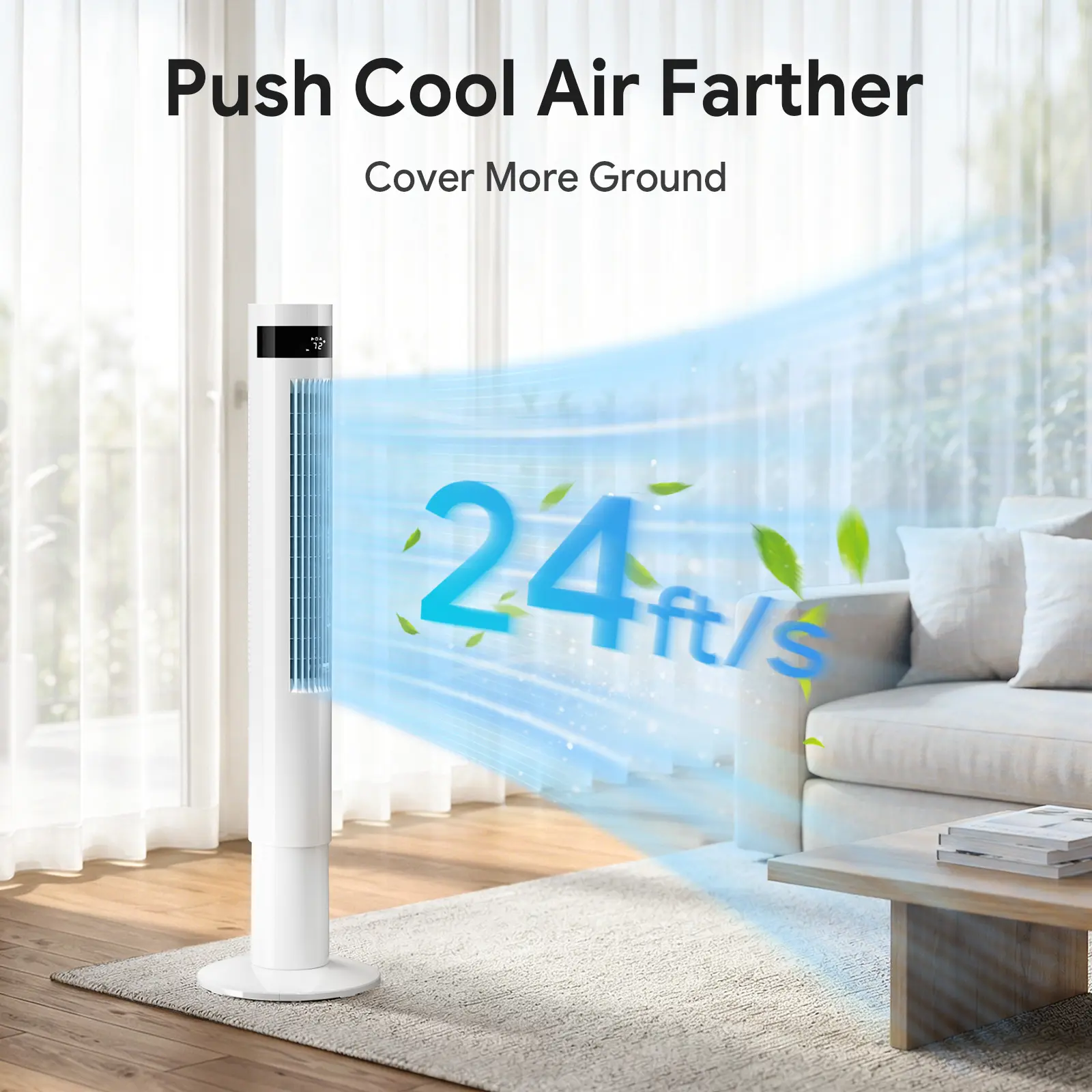 Antarctic Star 36 Inch Tower Fan - Quiet, Remote Control, Bladeless