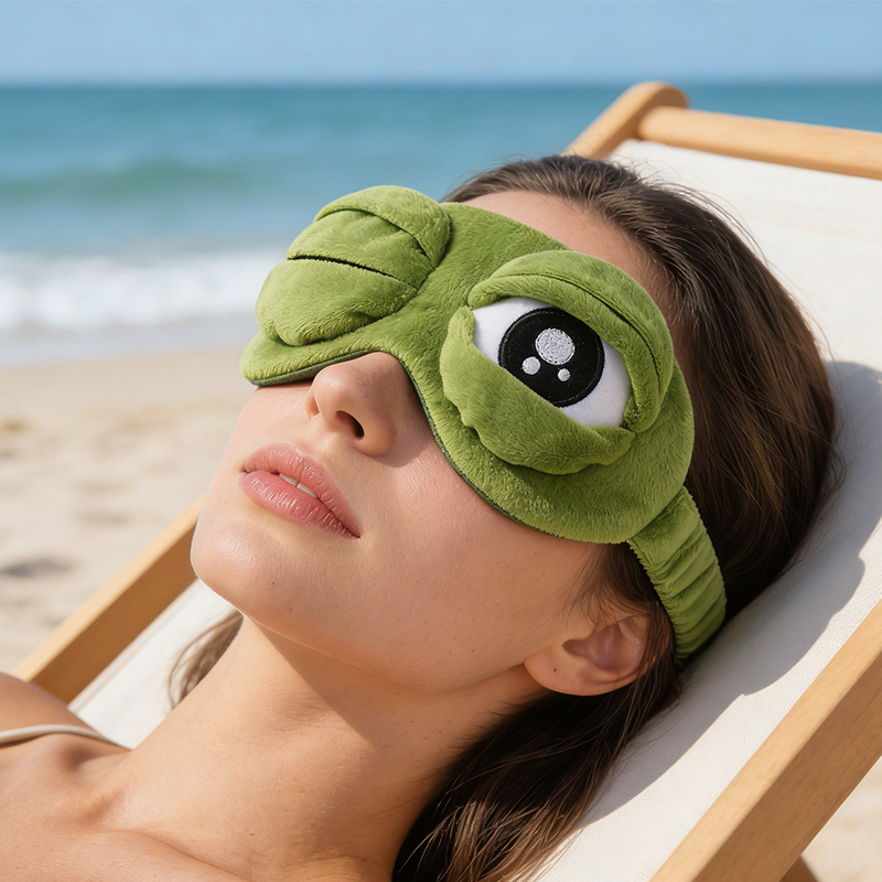 Mjuk rolig groda 3D-sömnmask