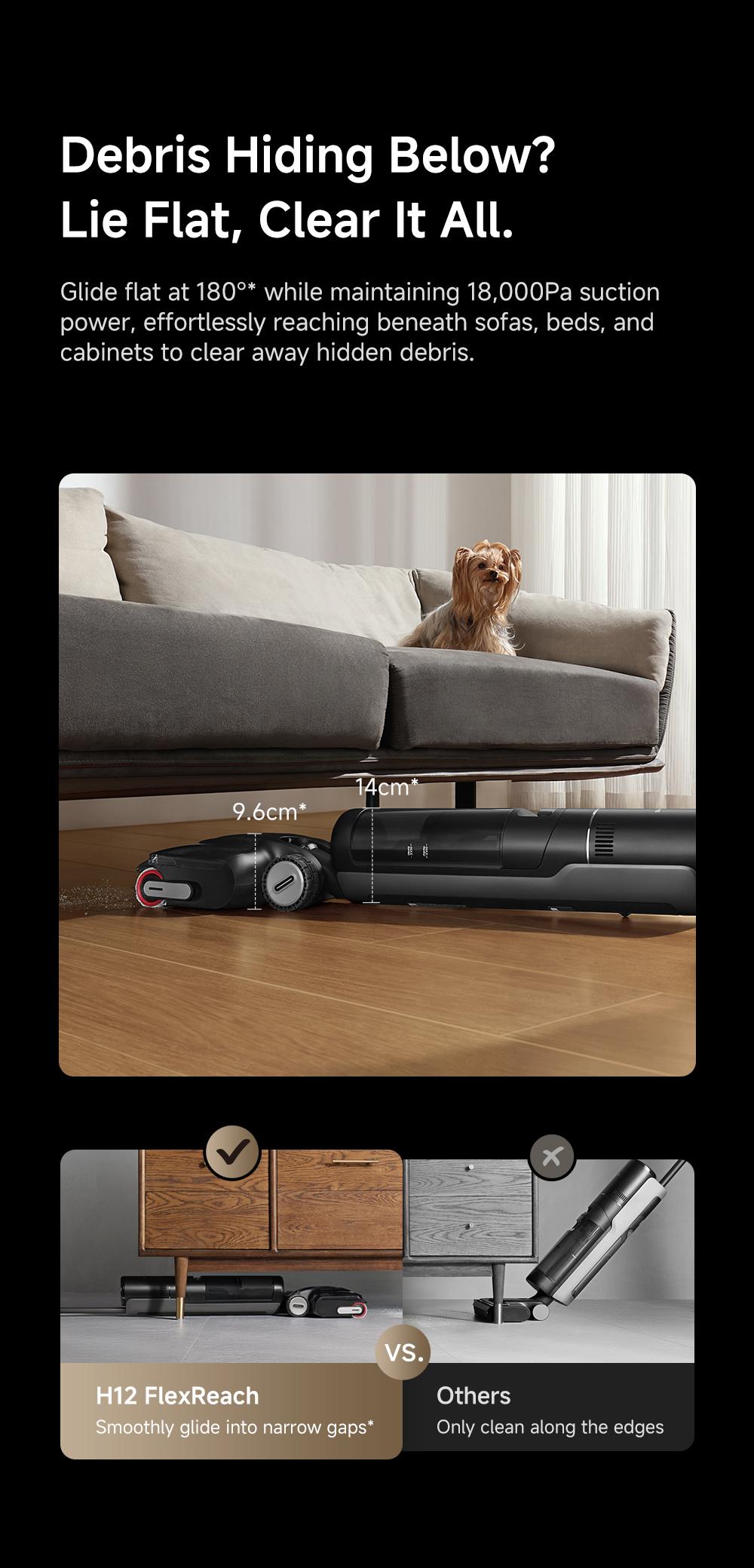 【Super Brand Day】DREAME H12 PRO Series I Wet Dry Vacuum Cleaner, Smart Floor Cleaner Cordless Vacuum and Mop for Hard Floors, One-Step Edge to Edge Cleaning with Hot Air Drying Black