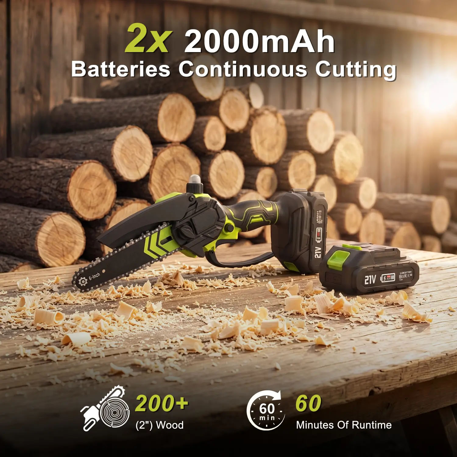 lepaiyou Brushless Mini Chainsaw - Cordless Electric Saw for Wood Cutting