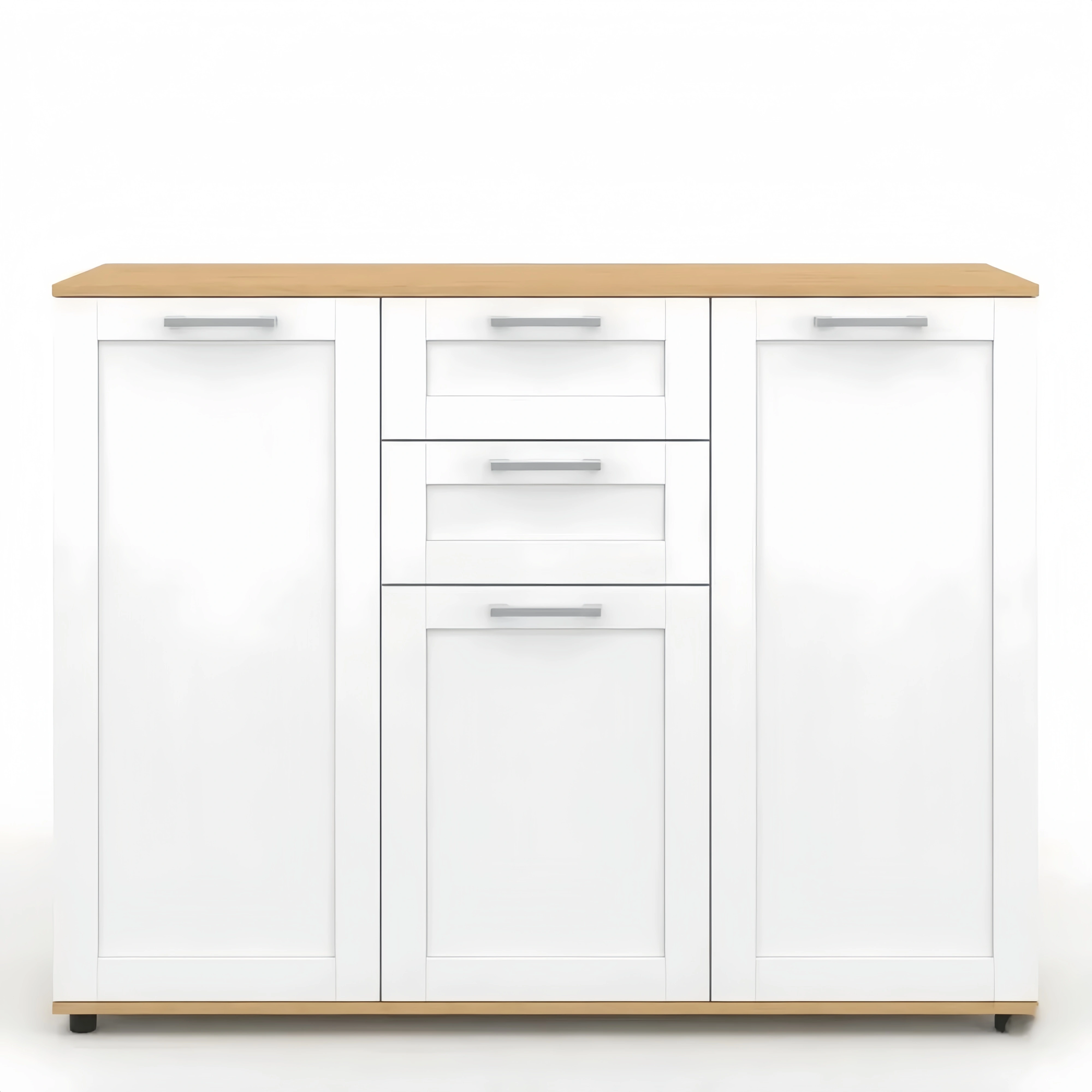 Aparador Blanco 100 cm con 3 Puertas y 2 Cajones