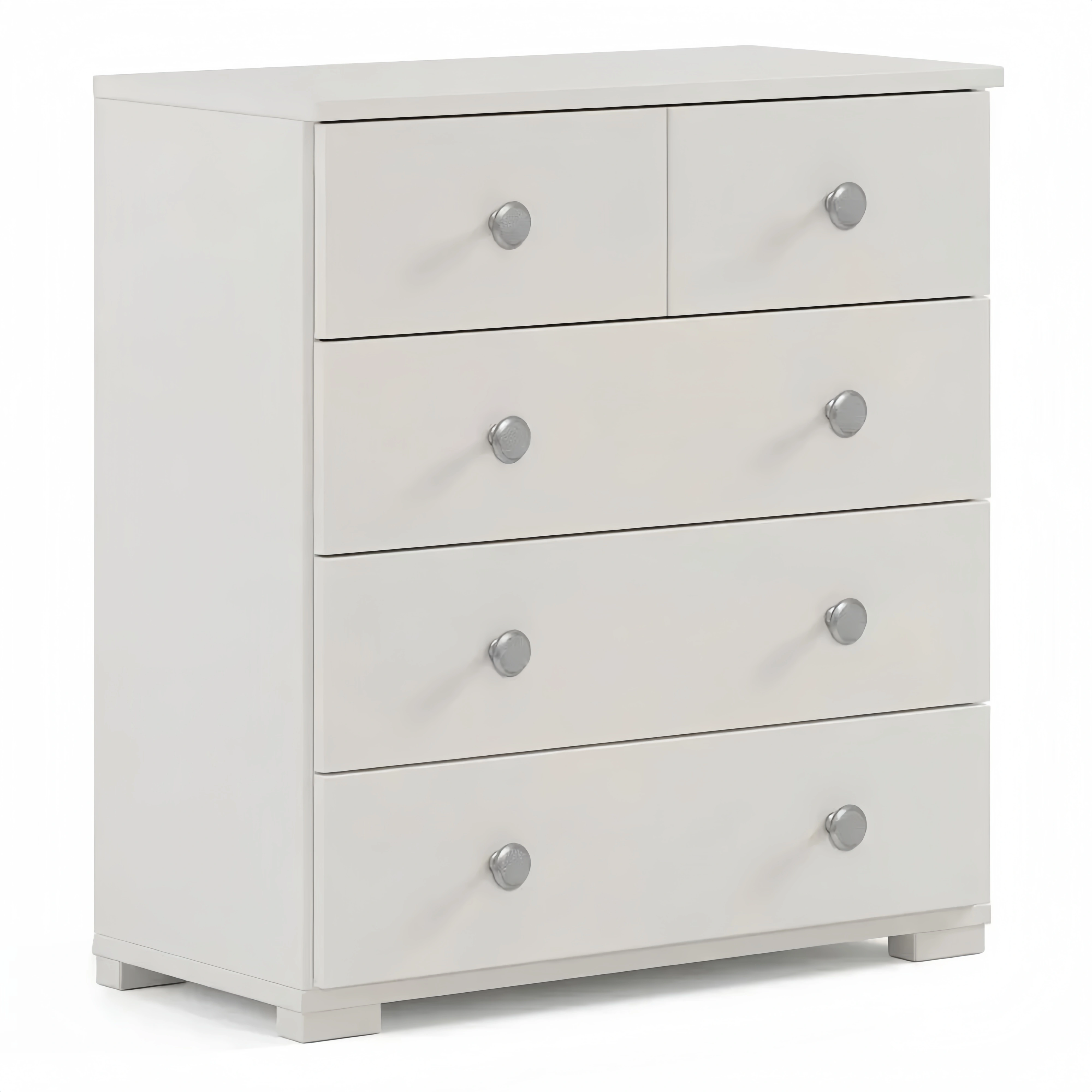 Cómoda de 5 cajones de madera de pino maciza, blanco lavado, medida: 76 x 73.6 x 36.5 cm