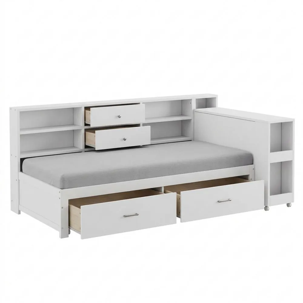 Sofá Cama Multifuncional de Madera 90 x 200 cm con Espacio de Almacenamiento