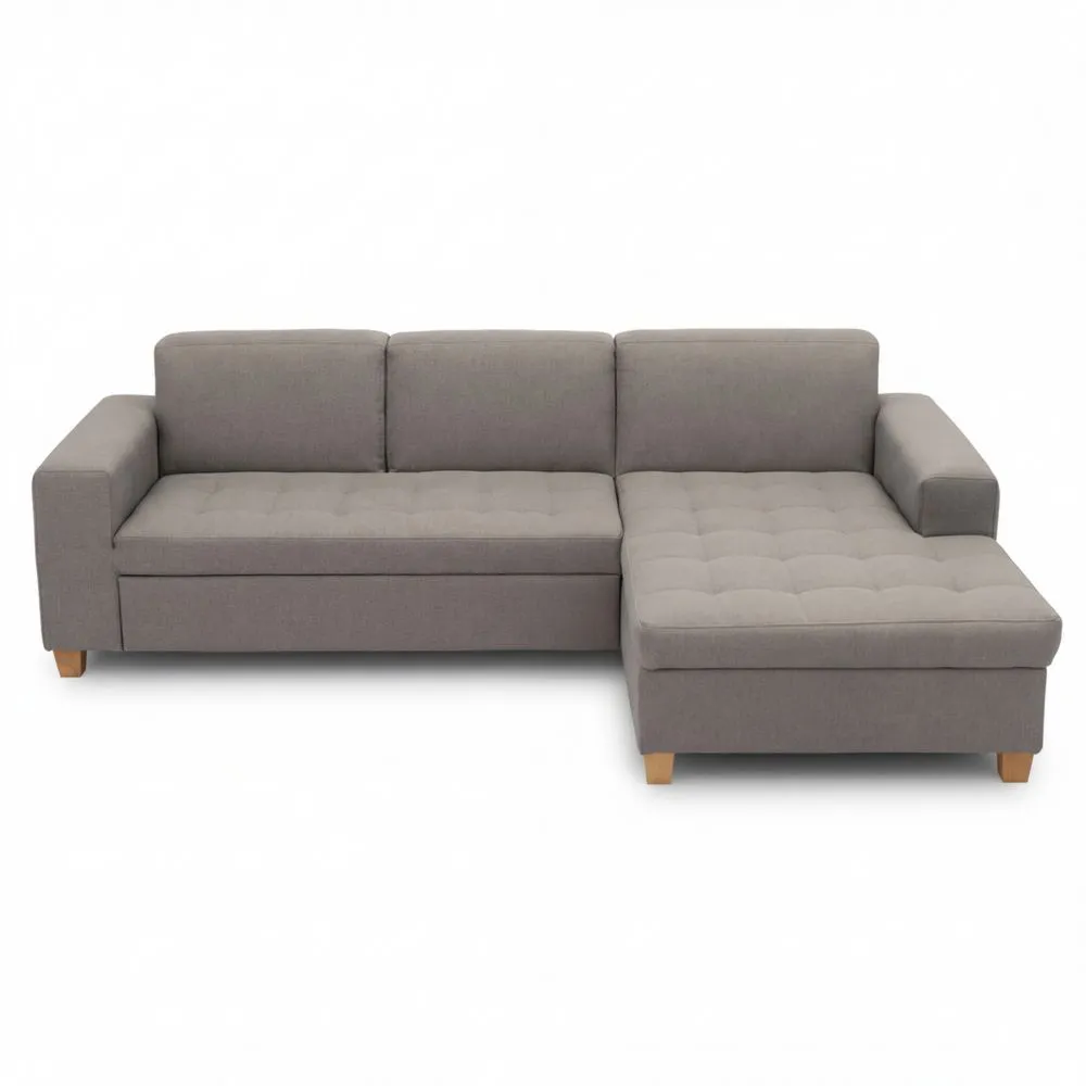 Sofá Esquinero en Forma de L Tapizado 266x162x80 cm Color Gris Claro