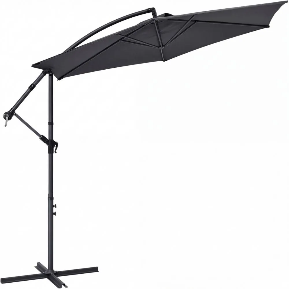 Sombrilla lateral con soporte y manivela 300/350 cm UV e hidrófugo