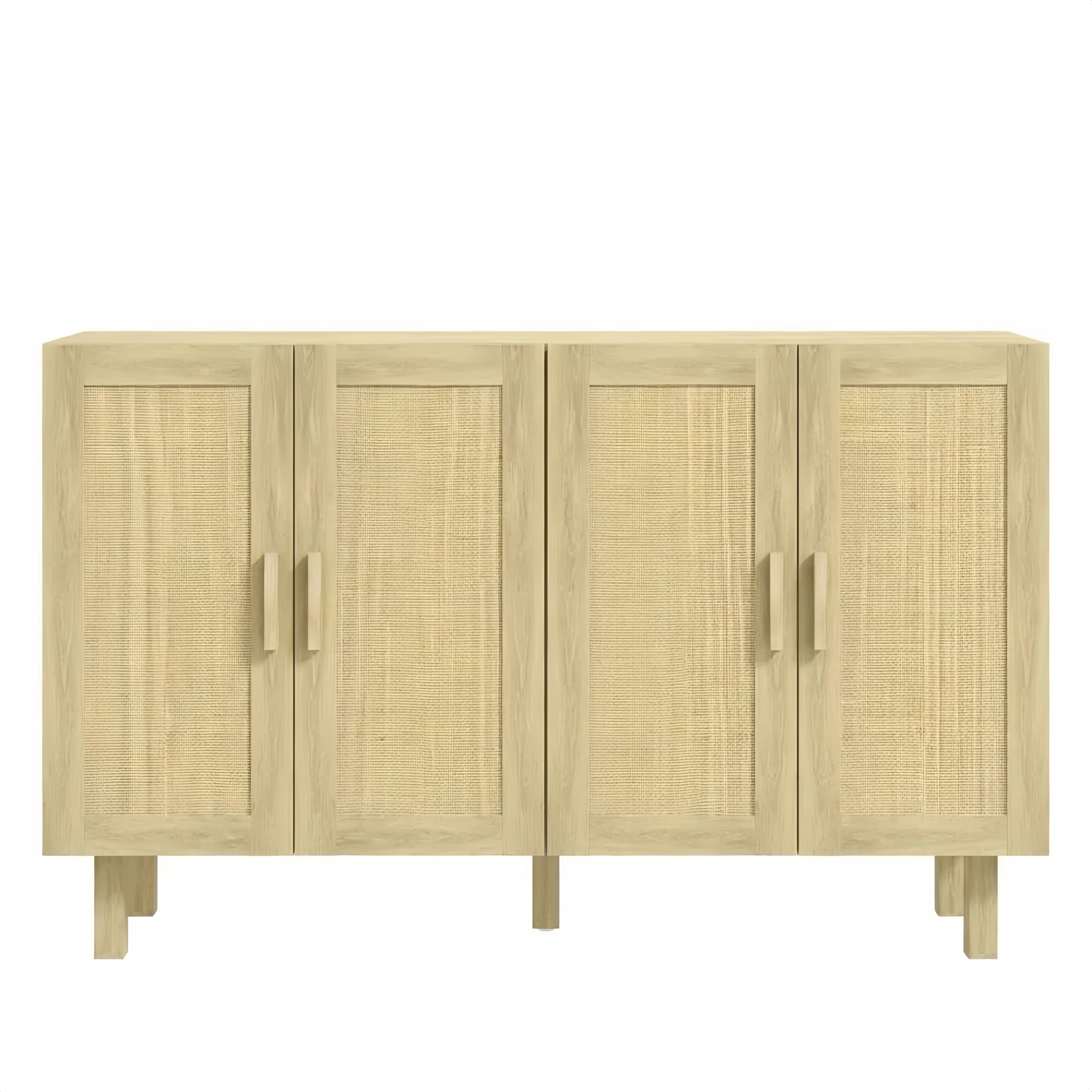 Aparador nórdico de 4 puertas con estantes ajustables