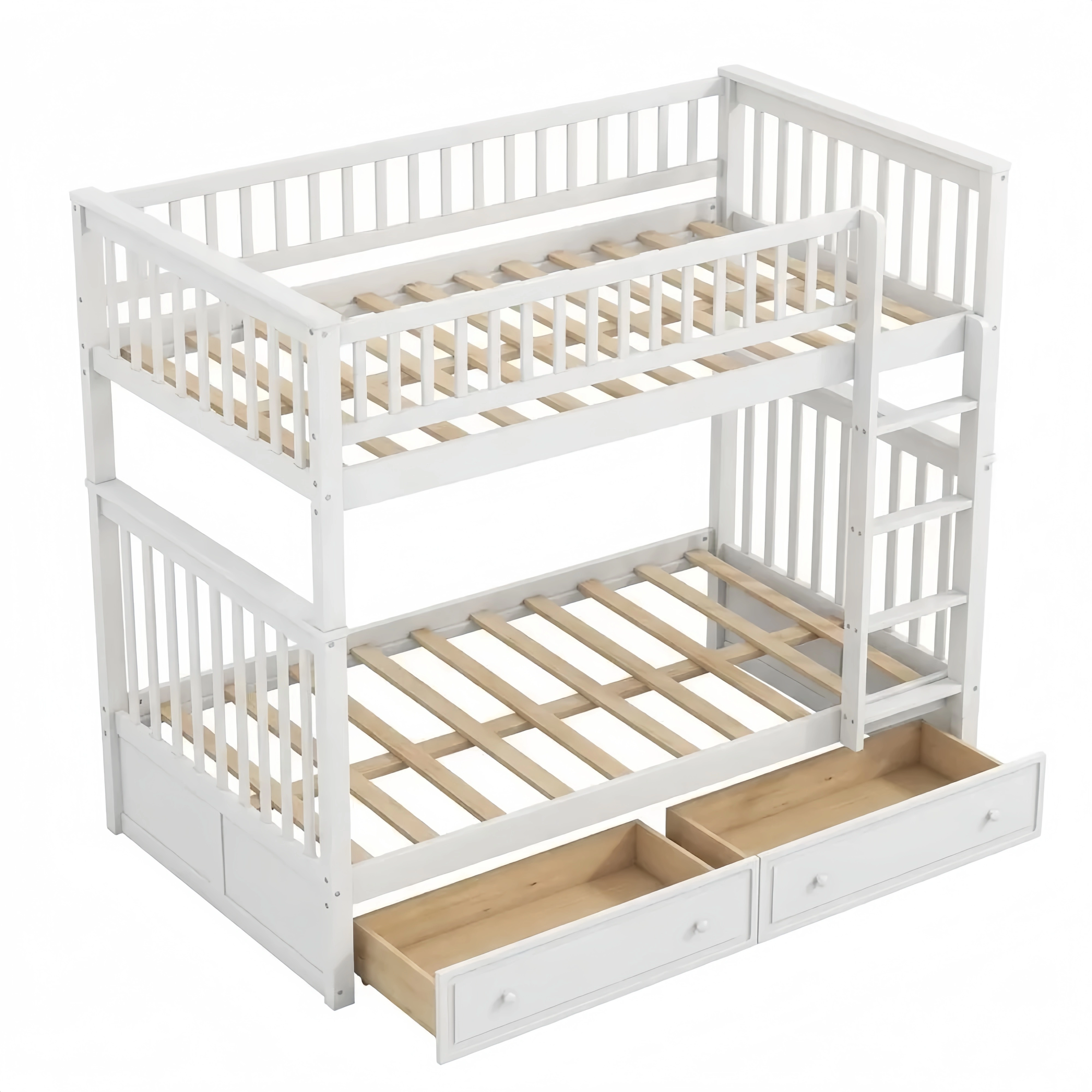 Cama infantil funcional con cajones, convertible 90x200cm, color blanco