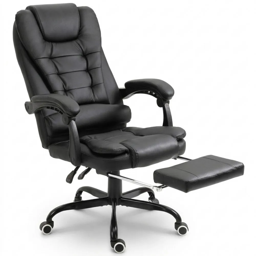 Silla de Oficina con Masaje y Reposapiés Ajustable