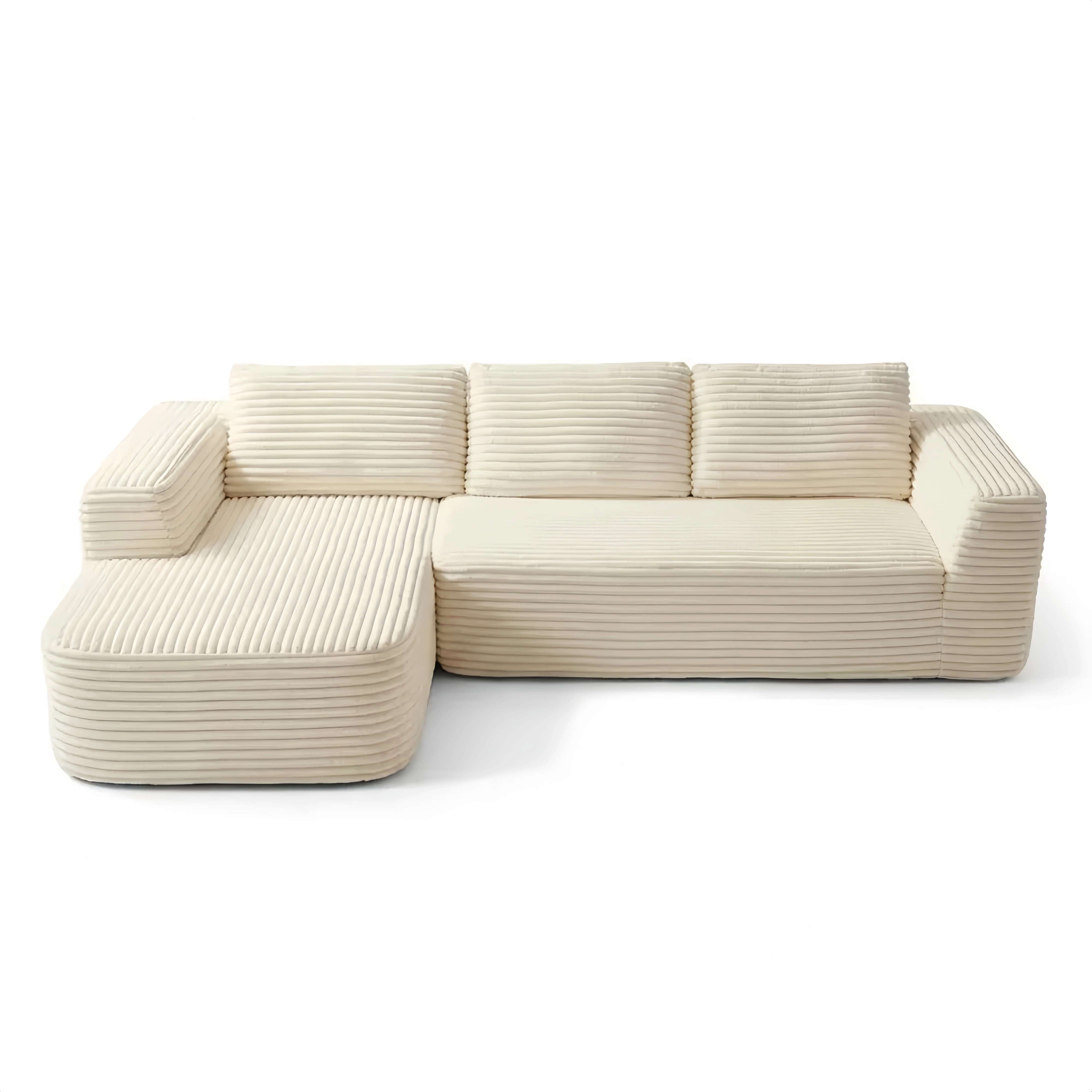 Sofá Esquinero con Función de Cama, 270cm, Tela Aterciopelada, en Forma de L, 3 Plazas con Ottomana, para Sala de Estar, Sin Montaje