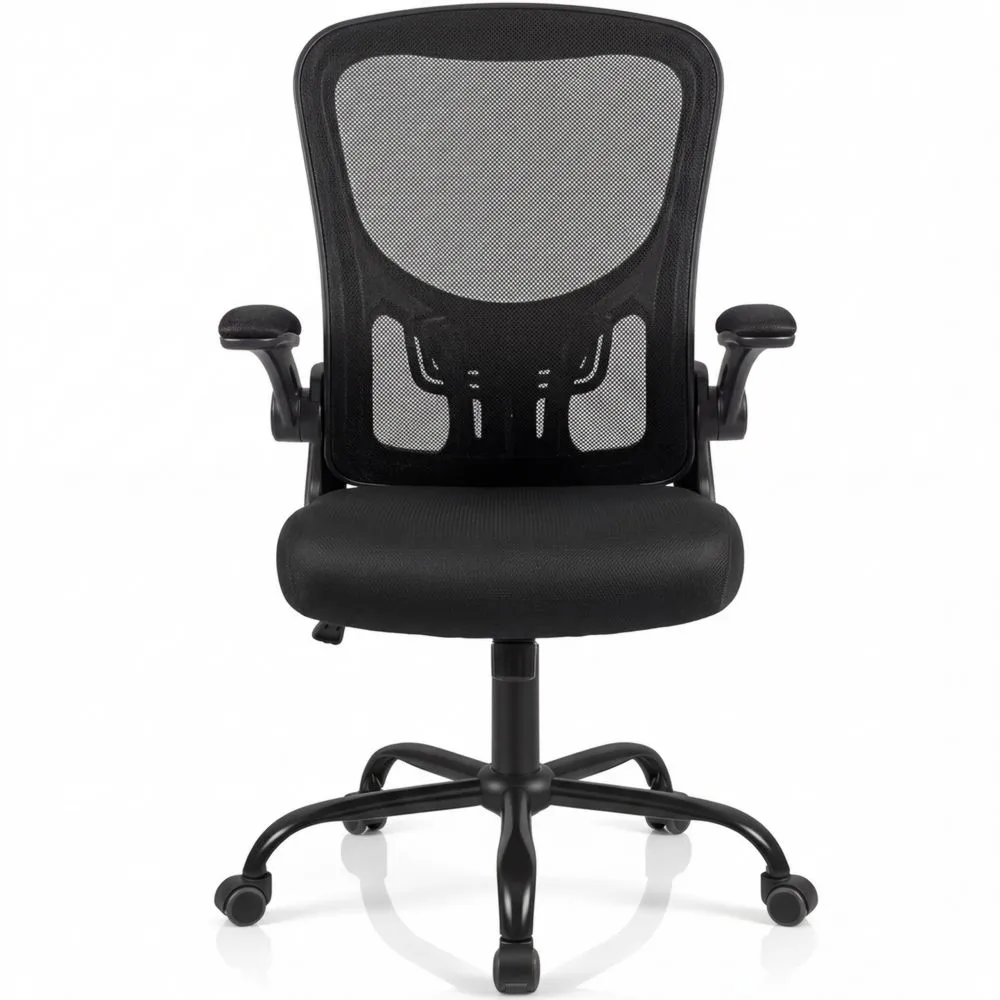 Silla de Oficina Ergonómica con Reposabrazos Abatibles y Soporte Lumbar