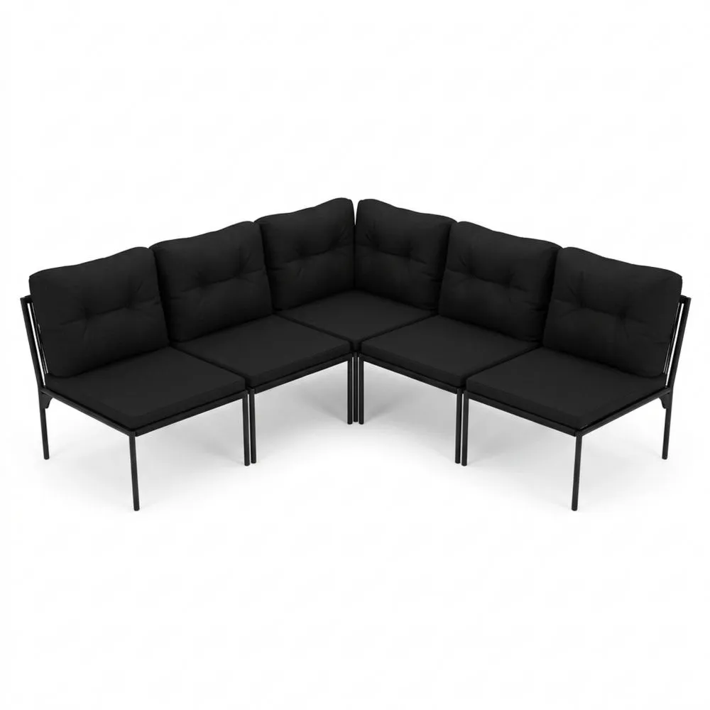 Conjunto de Muebles de Jardín de Aluminio para Exterior, Resistentes a Rayos UV con Cojines de Colores Oscuros