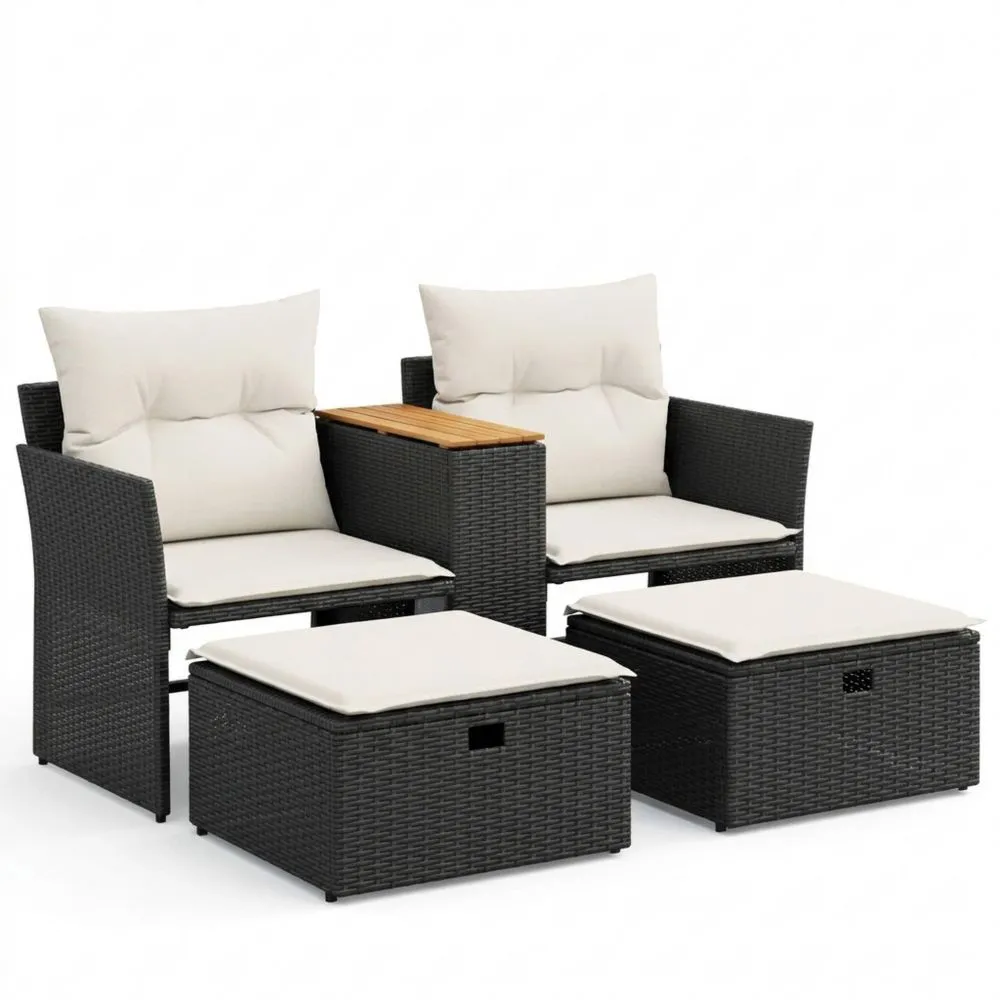 Sofá de Exterior con Mesa y Taburetes para Terraza