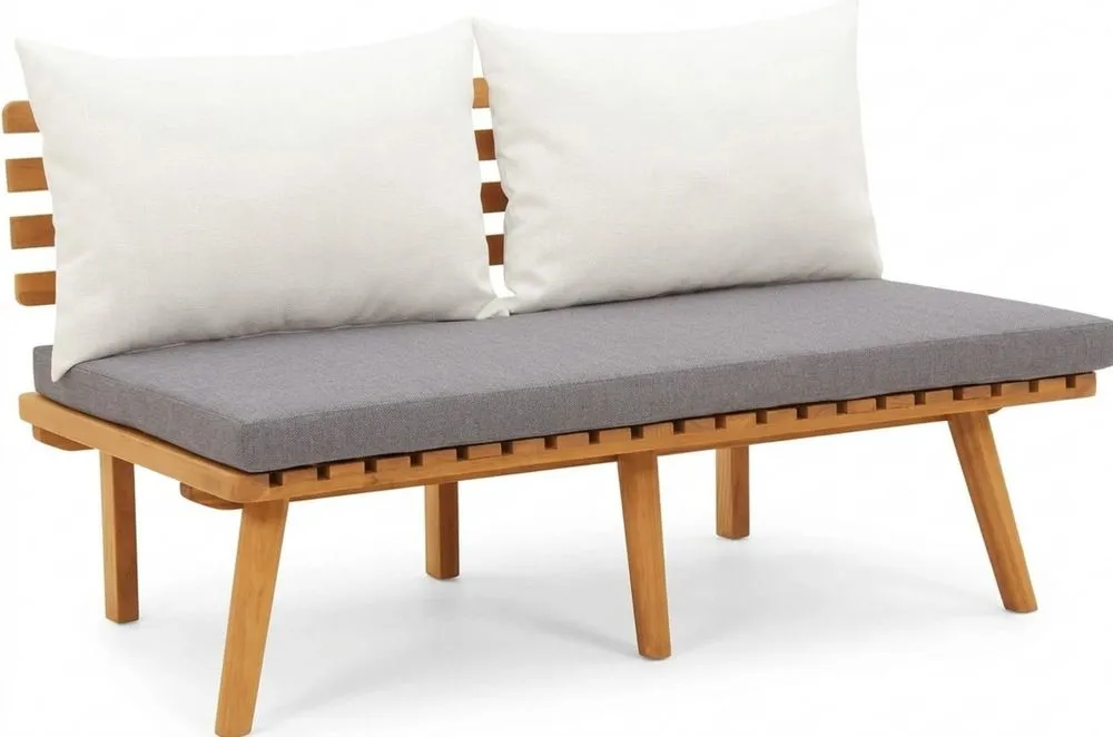 Banco de Jardín de Madera Maciza para Exterior con Cojines