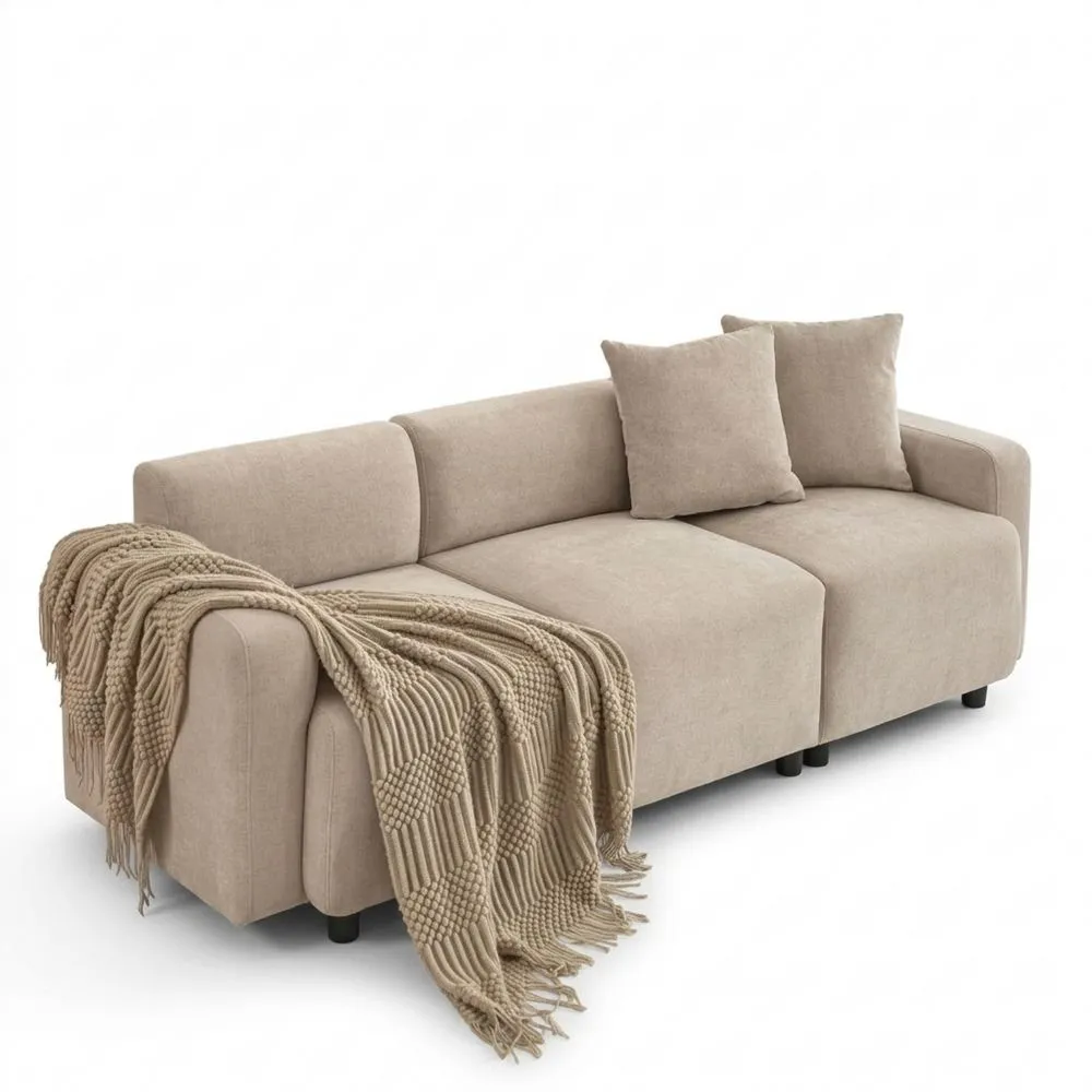 Sofá Moderno de 3 Plazas con Cojines Decorativos