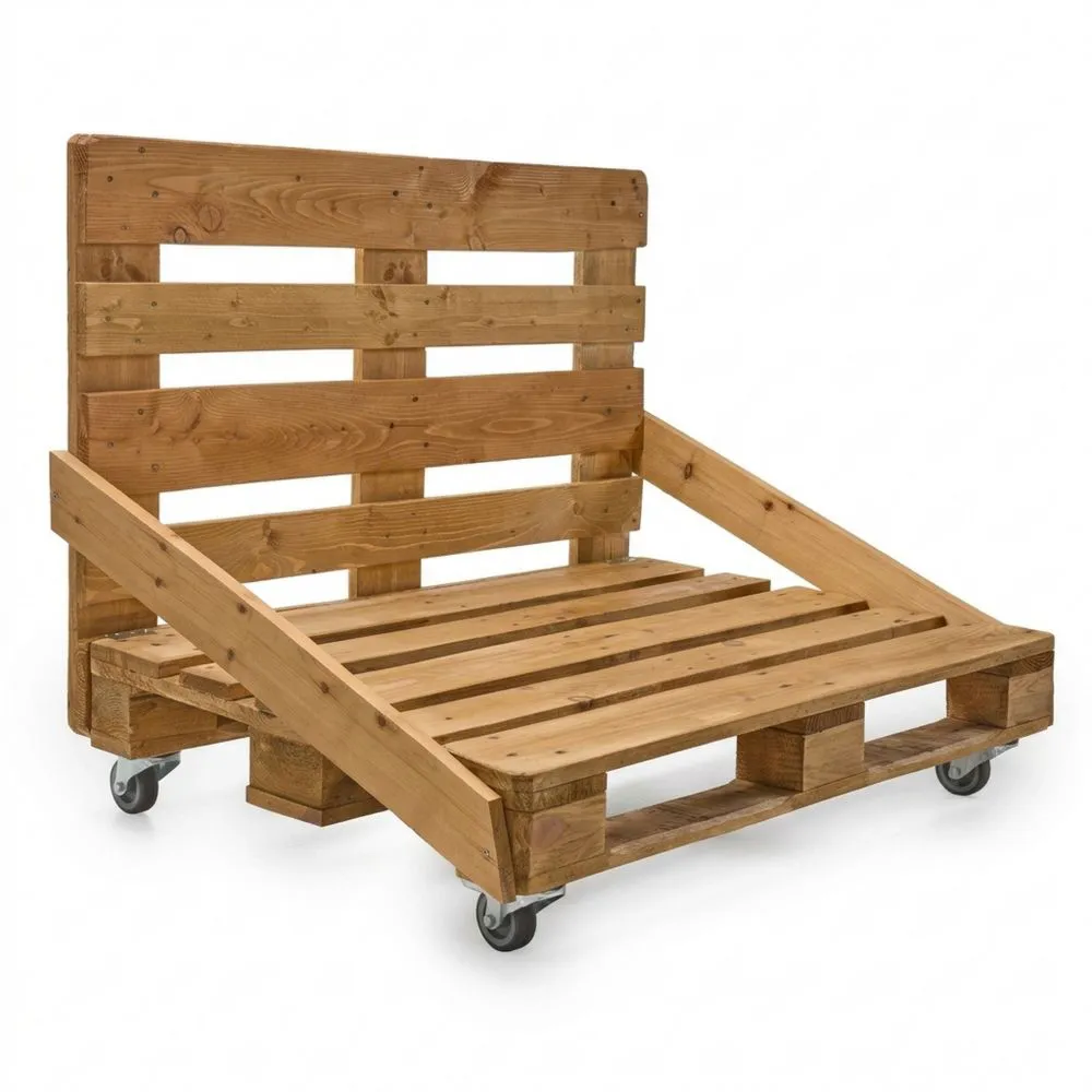 Sofá de Palet Exterior Impermeable con Ruedas para Jardín