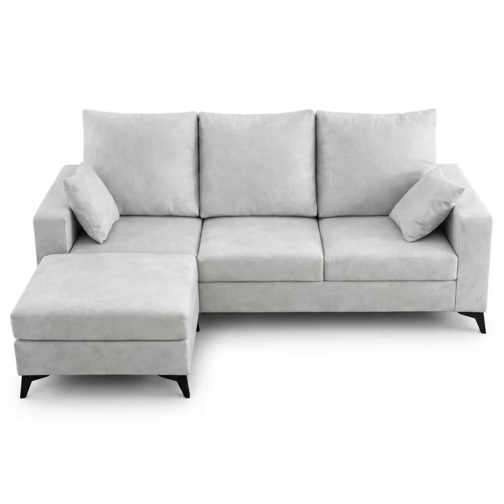 Sofá Chaise Longue Reversible con Arcón 190x100x140 cm Gris