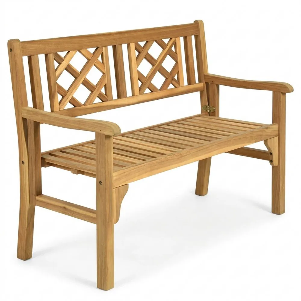 Banco Plegable de Madera para Jardín, 2-3 Personas, Uso Exterior