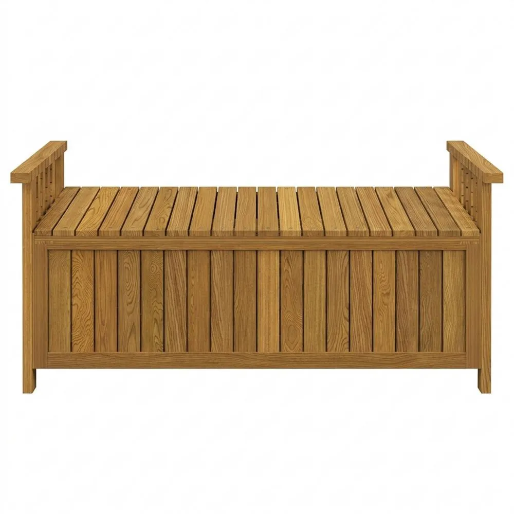 Banco de jardín de madera con almacenamiento para exteriores