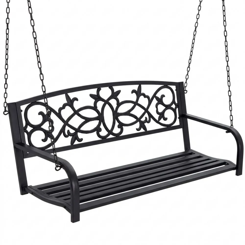 Banco Columpio de 2 Plazas con Reposabrazos para Jardín Exterior