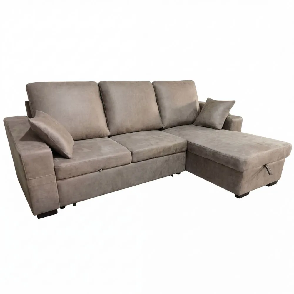 Sofá Chaise Longue Reversible 3 Plazas en Gris Cemento