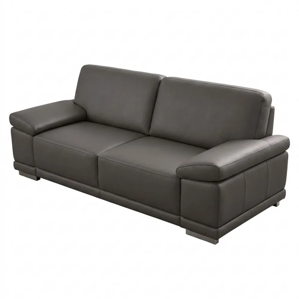 Sofá de 2.5 plazas de cuero sintético de diseño moderno, gris