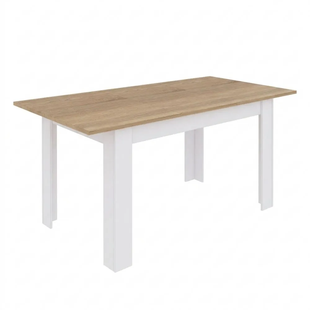 Mesa de Comedor Extensible Rectangular en Blanco Artik y Roble