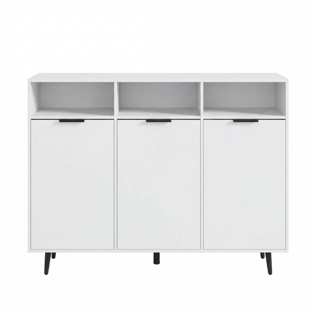 Aparador de Cocina de Madera con Estantes Ajustables y Almacenamiento Amplio, Blanco