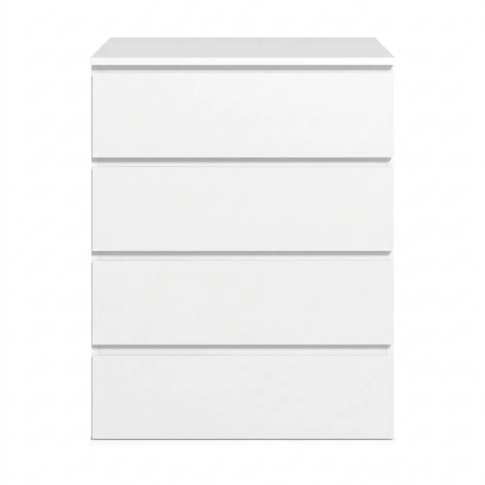 Cajonera de Dormitorio de 4 Cajones con Tiradores Acanalados, 60 x 40 x 80 cm, Blanco