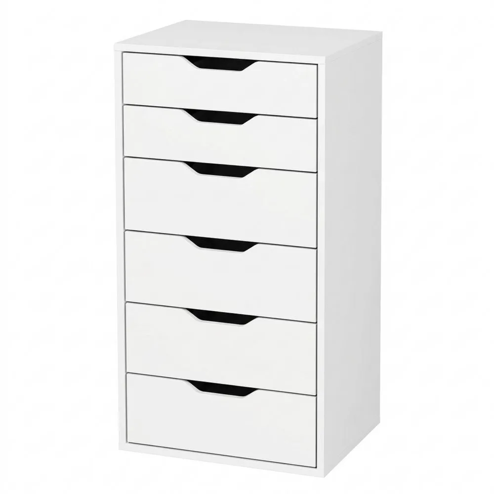 Cómoda con 6 cajones para dormitorio, salón, oficina, pasillo (Blanco)