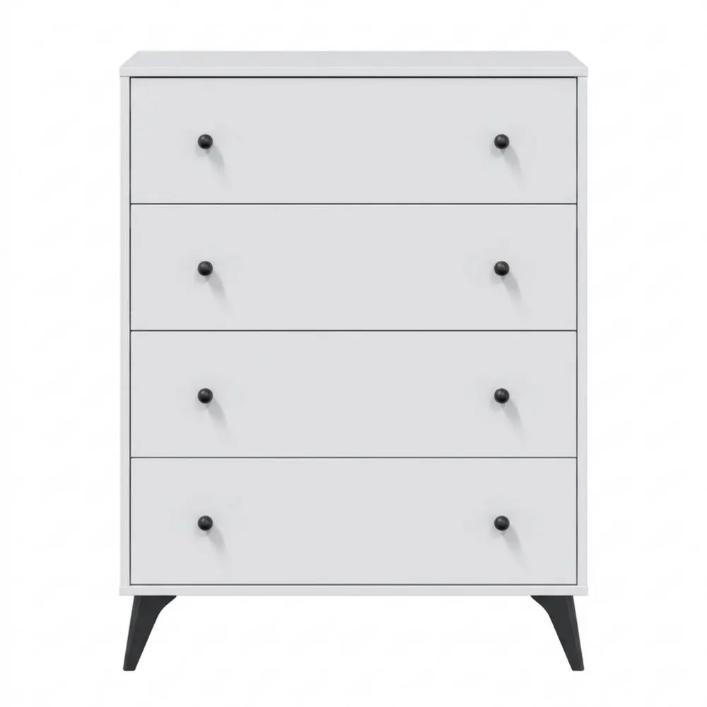 Cajonera de 4 Cajones para Dormitorio en Blanco y Negro