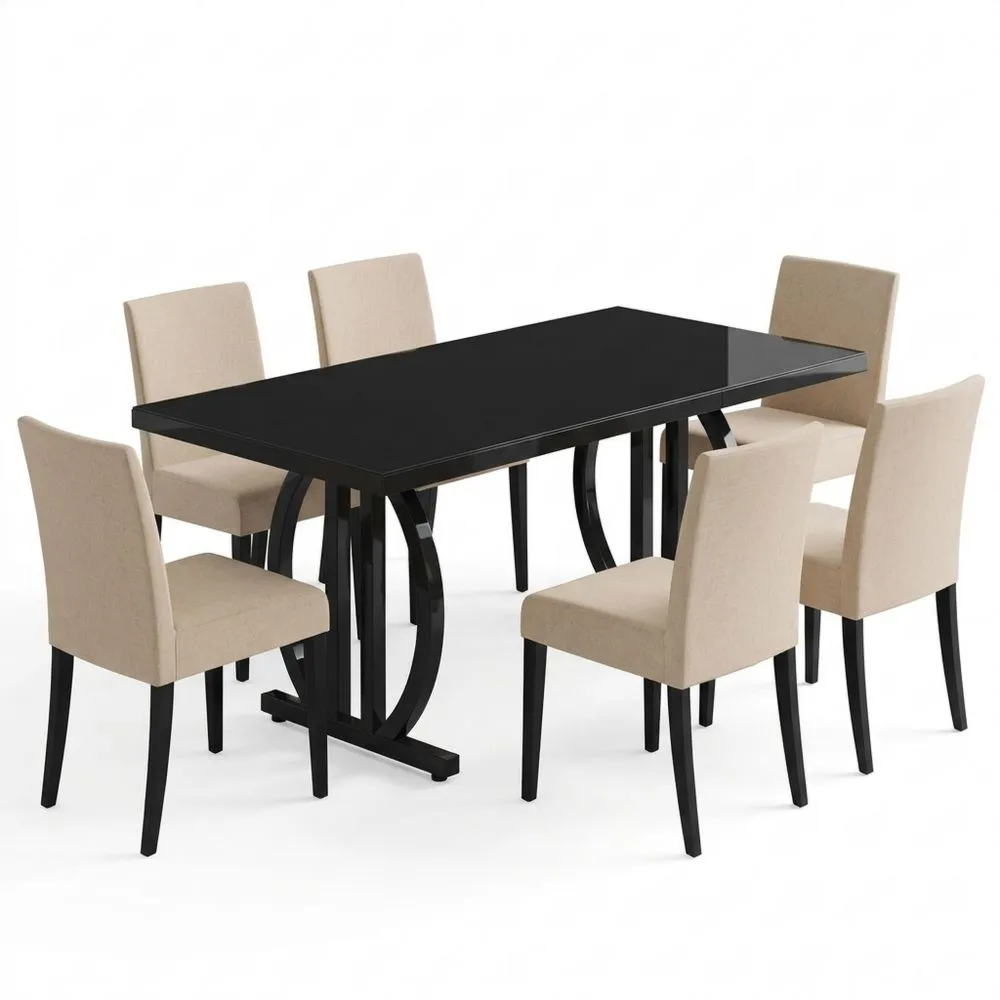 Mesa de Comedor Moderna para 4-6 Personas con Estructura Metálica