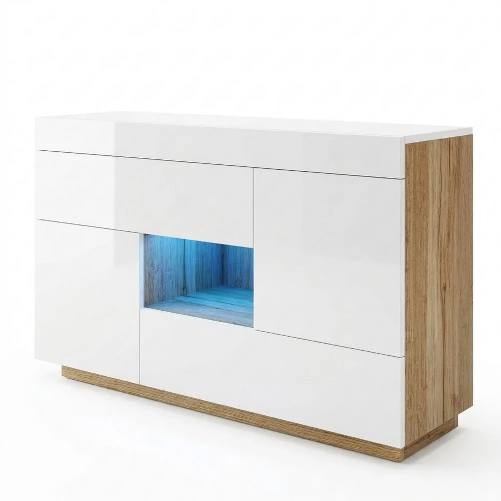 Aparador de Sala con LED y Almacenamiento Oculto