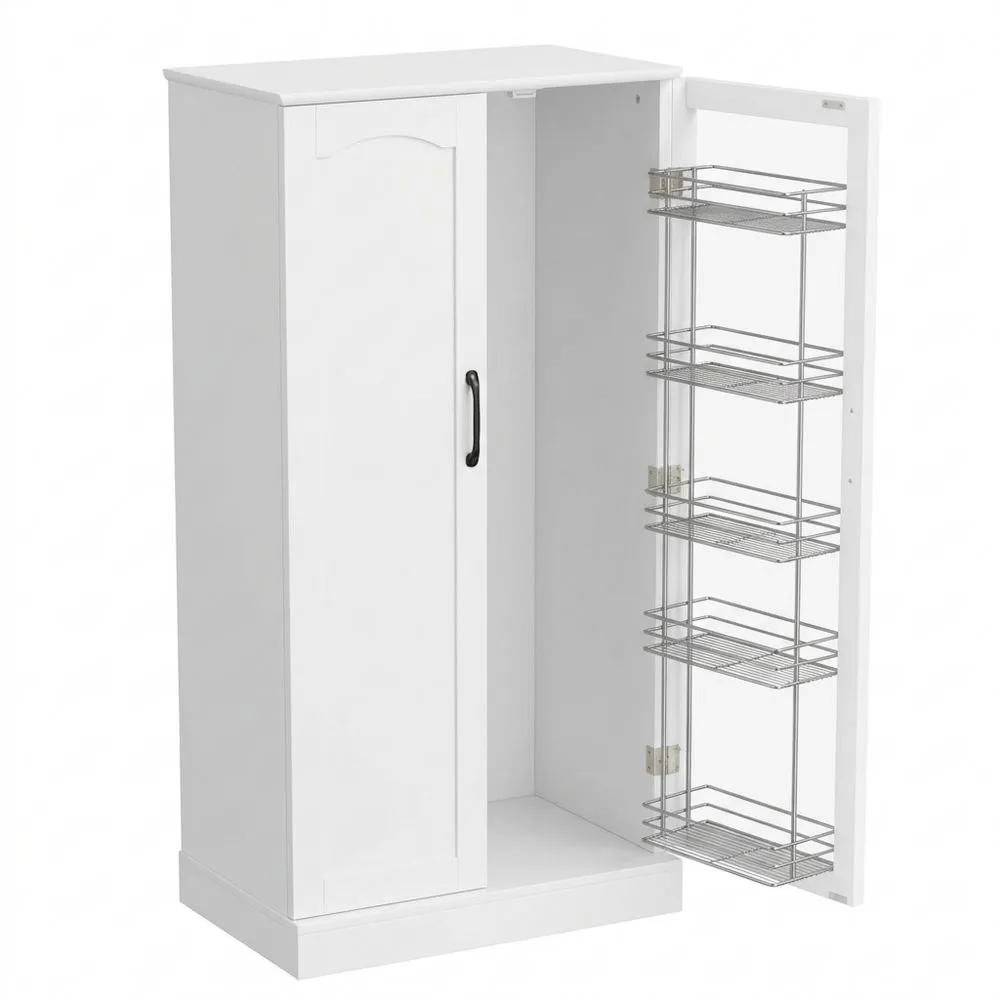 Aparador de Cocina con 2 Puertas, 60 x 40 x 120 cm, Armario de Almacenamiento con 17 Estantes, Kit Antivuelco, para Cocina, Comedor, Sala de Estar (Blanco)