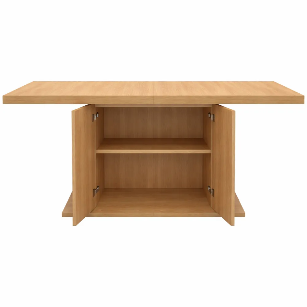 Tavolo da pranzo allungabile per 6-10 persone con doghe in legno e contenitore