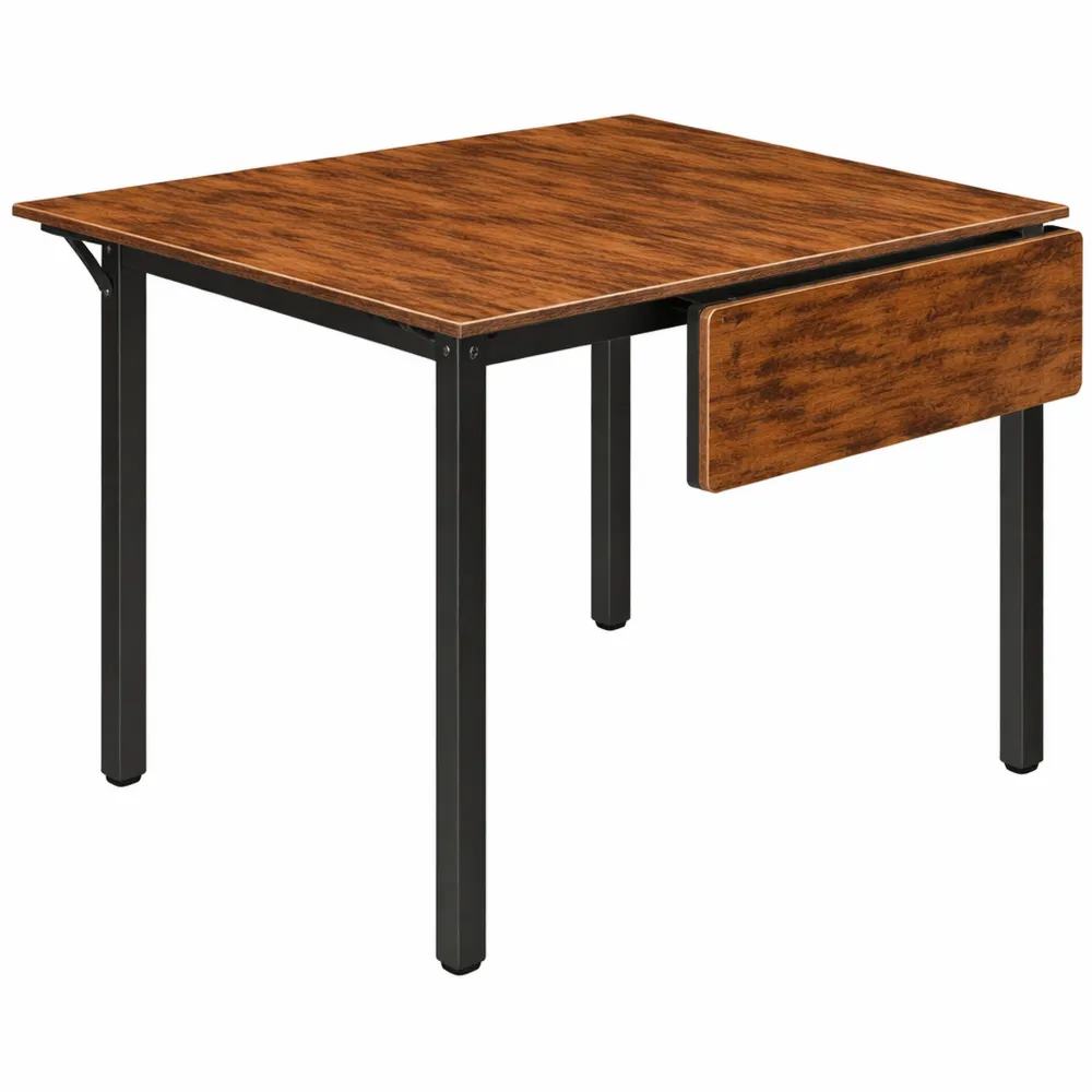 Tavolo da Pranzo Estensibile Pieghevole per 2-4 Persone, Ideale per Piccoli Spazi, Marrone Vintage e Nero