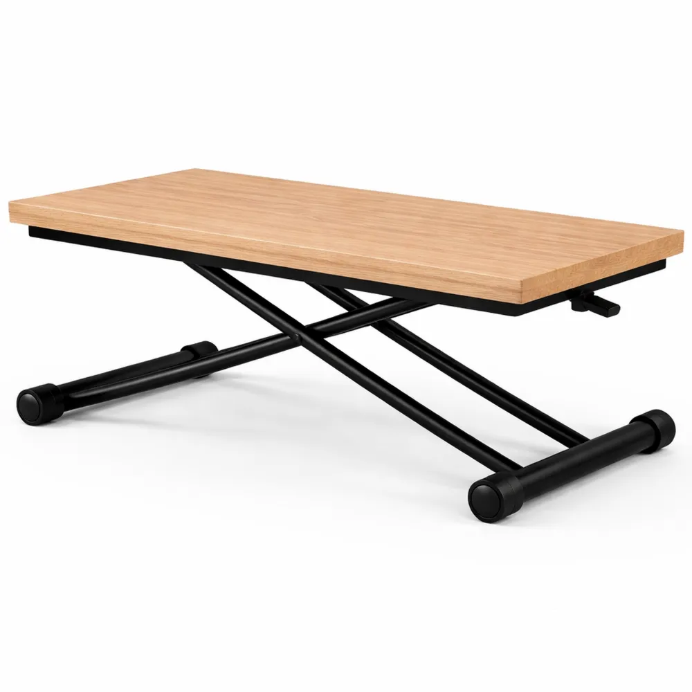 Tavolino rettangolare in legno e nero stile industriale