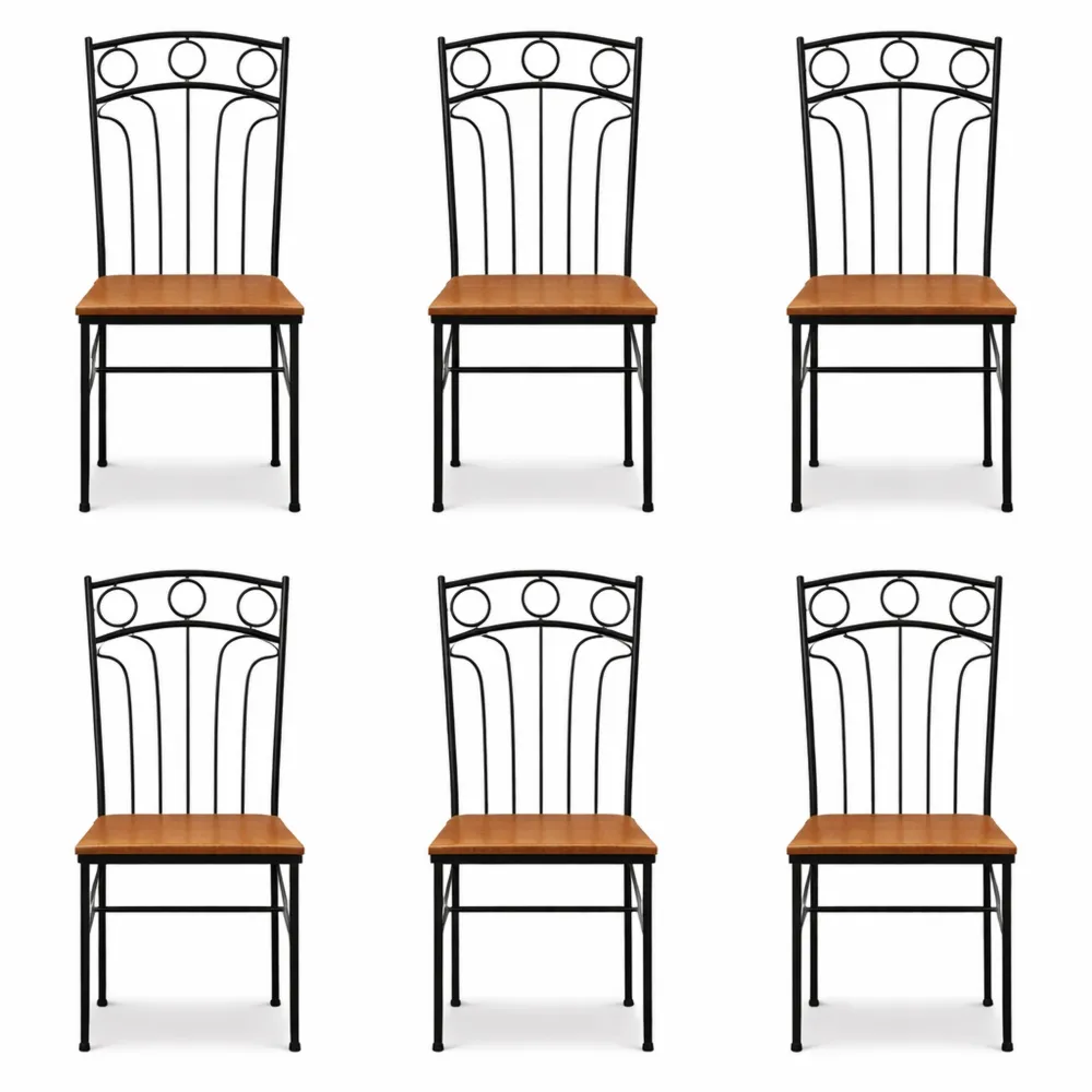 Sedie da Pranzo Stile Vintage Industriale con Telaio in Acciaio Marrone