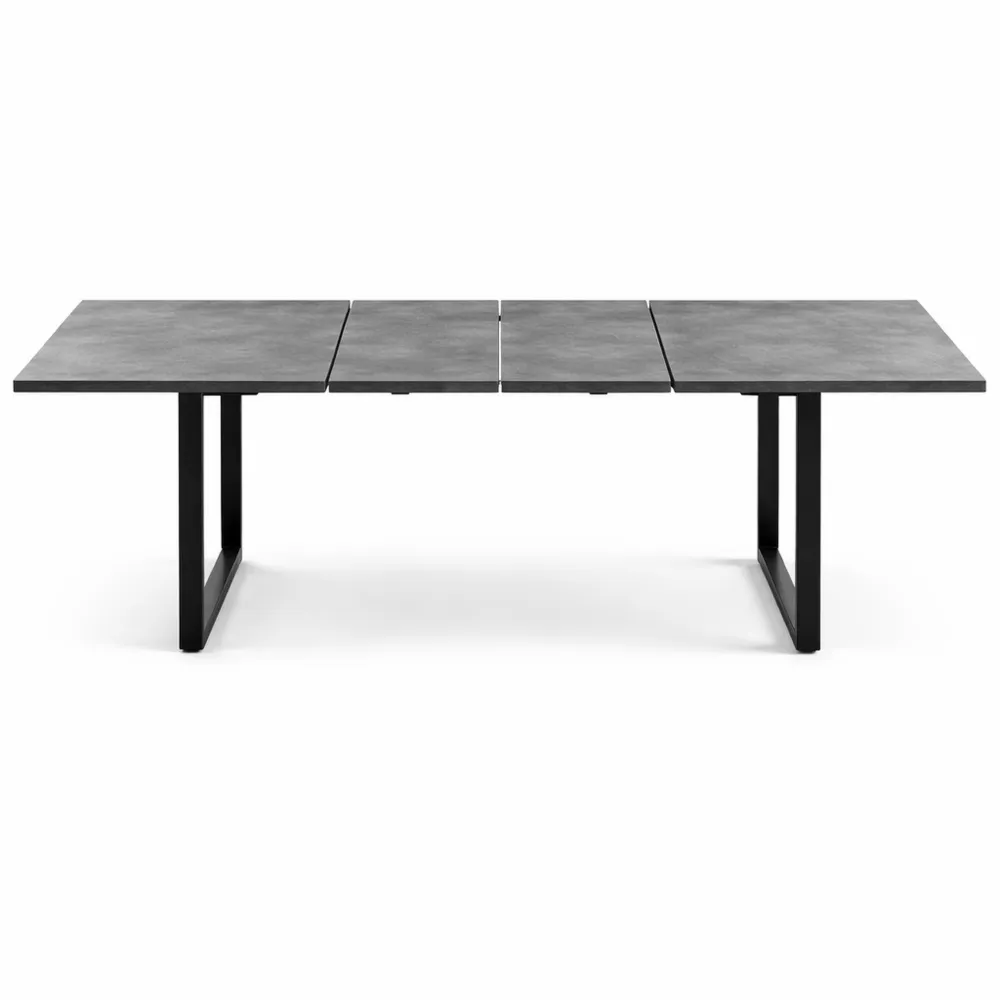 Tavolo da pranzo allungabile rettangolare, lunghezza regolabile per 6-10 persone, gambe in metallo, stile moderno, colore grigio