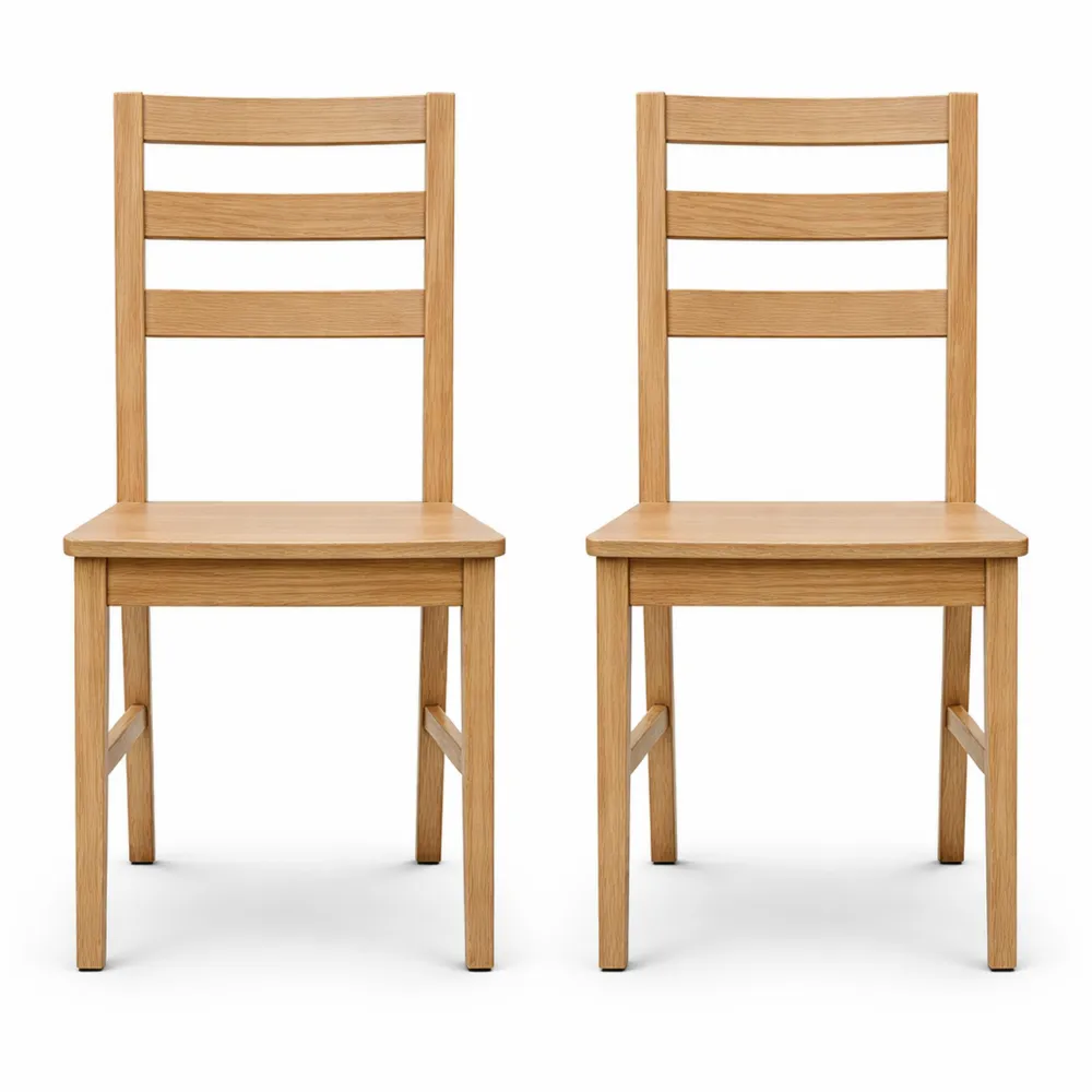 Set di 2 Sedie da Pranzo in Legno di Acacia